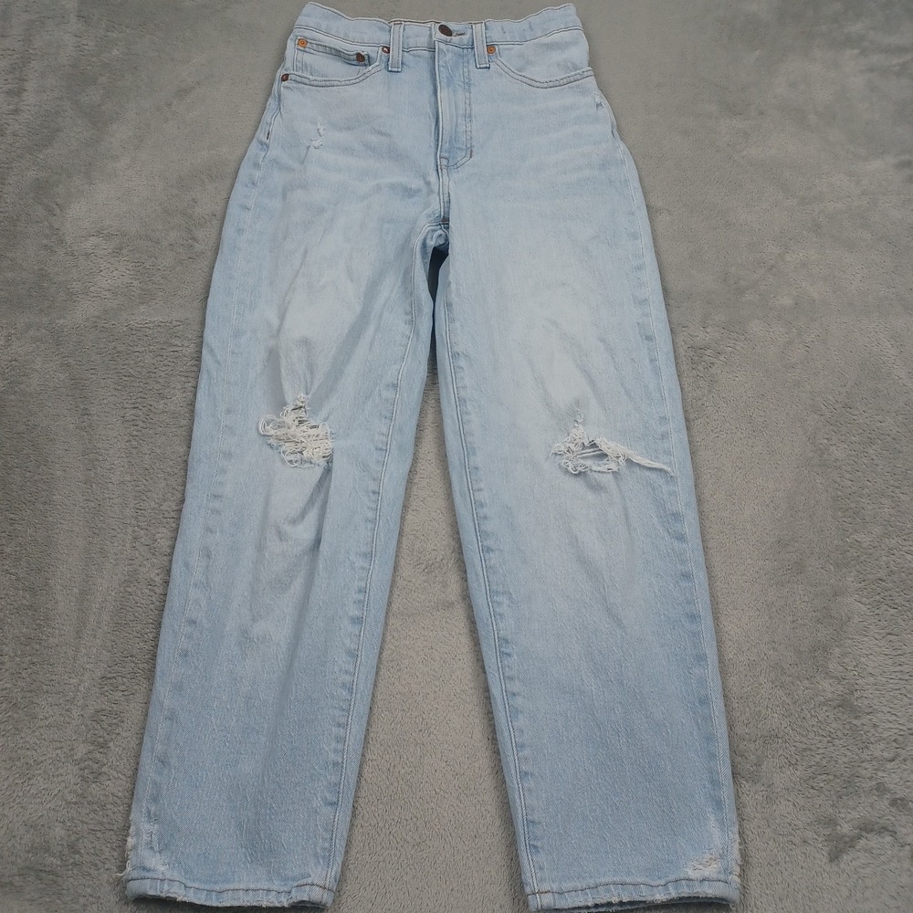Madewell Jeans Womens 25 Blue Baloon Light Wash Distressed Pockets Preppy Modern